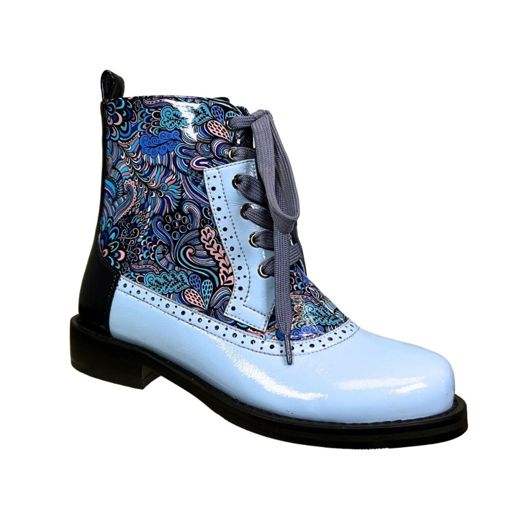 Contemporary Womens Unisex Warm LGBTQ Rainbow Pride Ankle Flat Blue Boots